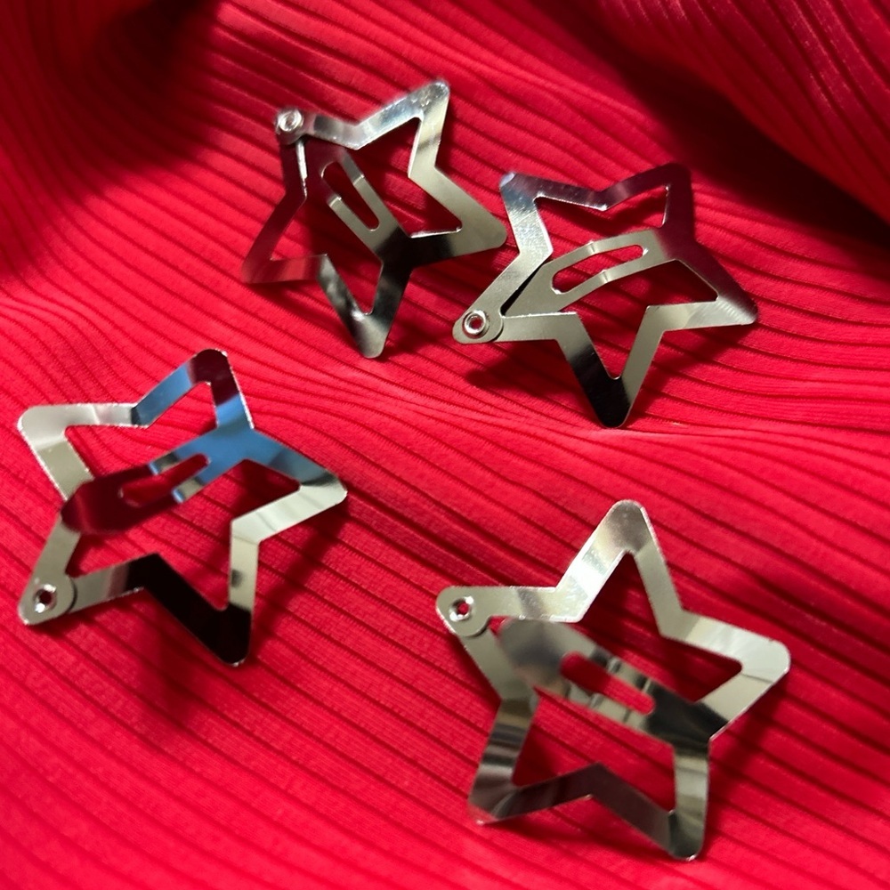 4 Hair Clips Sliver Star Girl Women Cute Metal Barret Hair Accessories Clip New